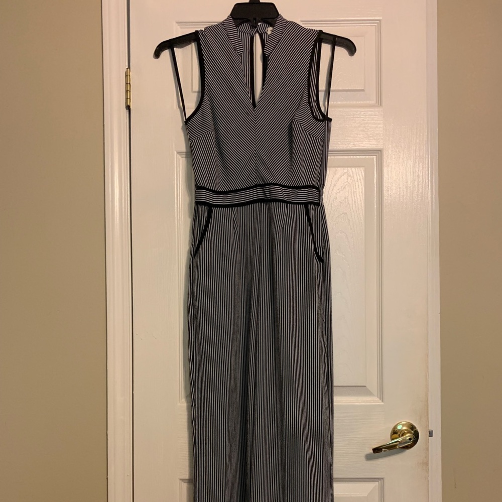 Monteau Brand Black and White Pin Striped Size Medium Jumpsuit